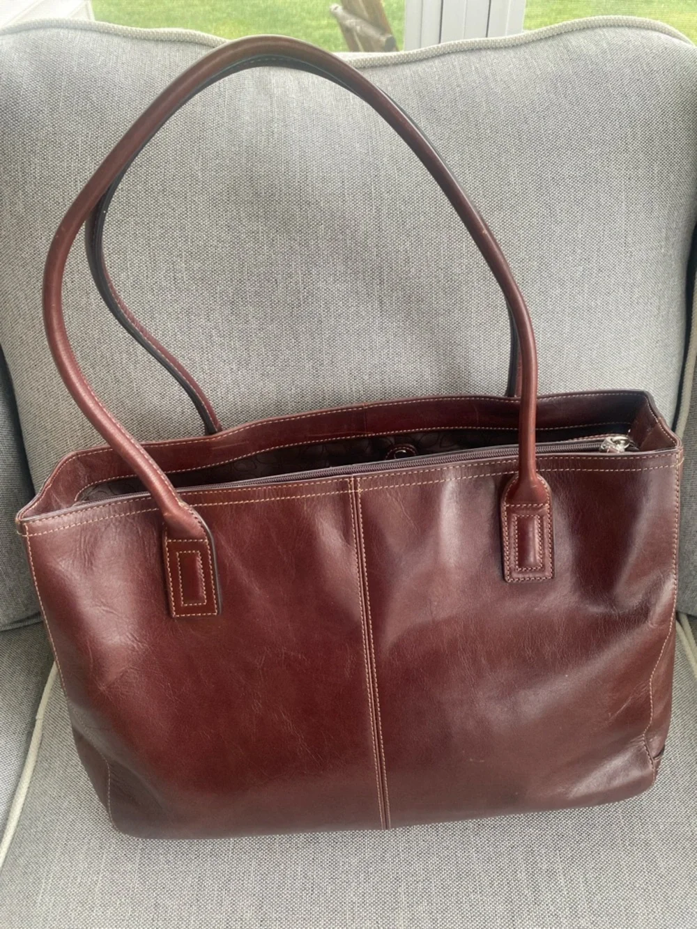 Fossil brown leather business shoulder bag long live vintage since 1954